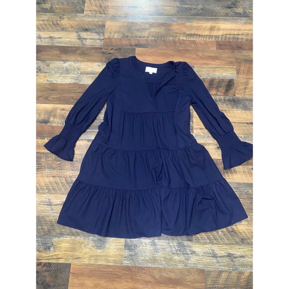 Pomander‎ Place by Tuckernuck Navy Blue Crepe Kenzo Mini Dress - Picture 1 of 4